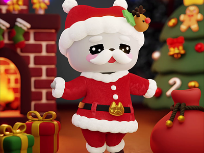 Meecat NFT Merry Christmas 3d animation character layerlab meecat motion graphics nft
