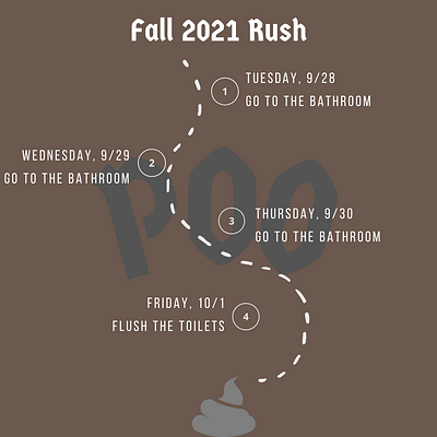 Rush schedule for a parody college fraternity graphic design