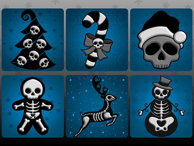 Skull/Skeleton Christmas | Black & White | Blue Backgrounds 3d pattern affinity photo beveled pattern black and blue black and white candy cane christmas pattern christmas tree edgy christmas gingerbread man gothic christmas gothic pattern procreate pattern reindeer santa claus skeleton pattern skull christmas skull pattern snowman