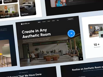 Aestic.co - Animation Landing Page agensip animation architecture bedroom clean daek mode exterior furniture home inetrior interior design kitchen landingpage living house minimal motion graphics real estate room space ui web design