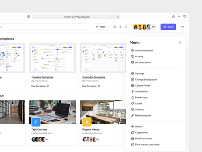 Pop Up Menu | Planify app clean clear component dashboard design interface menu modal pop up popup saas ui uiux ux web web app web design