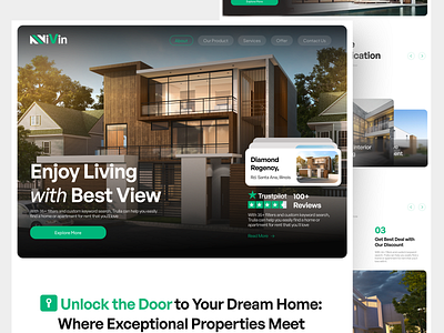 Nivin - Real Estate Landing Page architecture design green home home page house interior landing page living property real estate simple ui uidesign web design website
