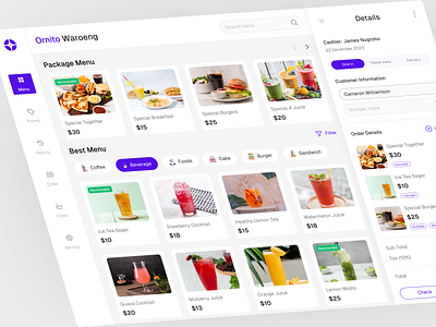 Ornito - Point of Sale Sytem Dashboard cafe cashier dashboard design drink food point of sale pos saas ui ux