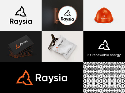 Raysia R letter solar logo & brand identity brand identity branding energy logo green letter logo logo logo design power r letter logo r logo recycle renewable solar logo sustainability turbin turbuin wind turbin