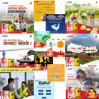 Social Media Designs for Cement Company branding cement company digital marketing graphic design nepal socail media