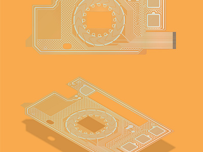 Printed Silver Flex Circuit Isometric branding circuits design electronic interface flex circuits flexible electronics graphic design illustration industrial design printed electronics