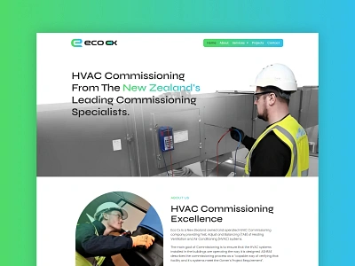 eco cx brand identity branding codeappan design elementor graphic design green and blue hvac hvac commissioning minimal design new zealand ui ux uxui website websitedesign wordpress wordpresswebsite