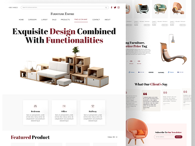 Furniture Empire - A Furniture Store chair clean decor ecommerce furniture furniture store home homepage interior landing page modern online store shop sofa ui ux web web design website website design