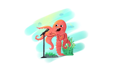 An Octopus Show artwork branding characters design digital art digital illustration graphics design illustration octopus performer sea ui water