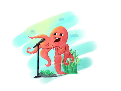 An Octopus Show artwork branding characters design digital art digital illustration graphics design illustration octopus performer sea ui water