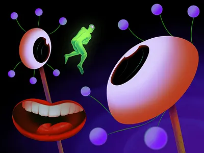 Right before you 2d artwork character editorial eyes face illustration psychology science space surreal