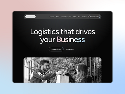 Hero section for a logistics company branding hero section landing page ui ux visual design