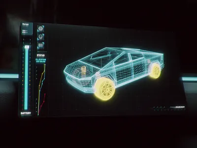 Cybertible 🌃 App control for your car 3d animation app convertible cyber cyberpunk cybertruck dark theme fiction light theme modern punk retro science scifi sf tesla truck ui ux
