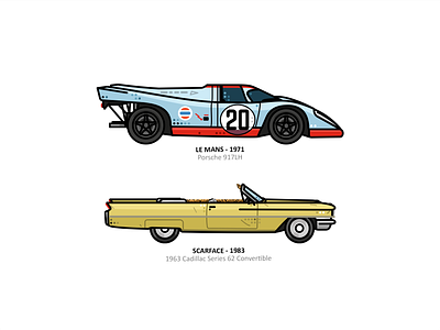 Le Mans & Scarface 80s 90s auto automobile branding car design drive engine fast graphic design icon iconic illustration le mans movie retro scarface speed vehicle