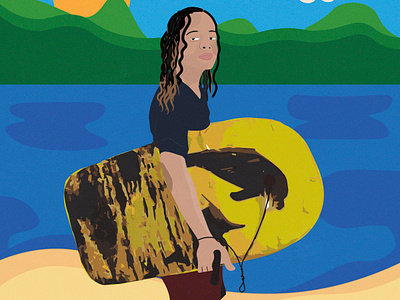 Elijah and the boogie board beach scene graphic design illustrator maracas beach nature outdoors trinidad and tobago