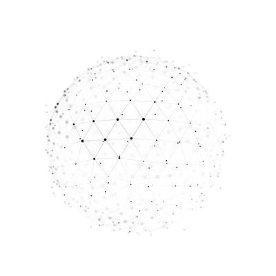 Futuristic sphere of particles connected by network. 3d analysis art design digital dots graphic design illustration line network sphere tech white
