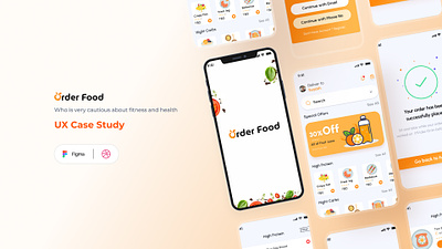 Order Food UX Design exercise Who is very cautious about fitness app food app illustration minimal typography ui ux