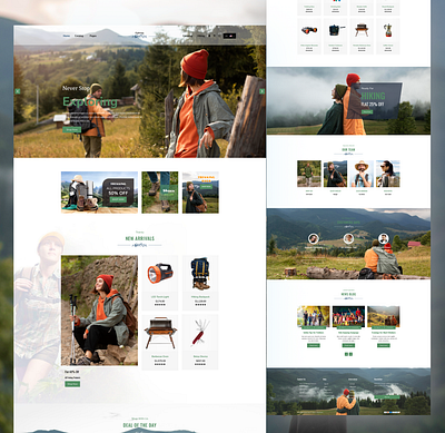 Landing Page For Hiking And Camping app branding design graphic design illustration logo typography ui ux vector