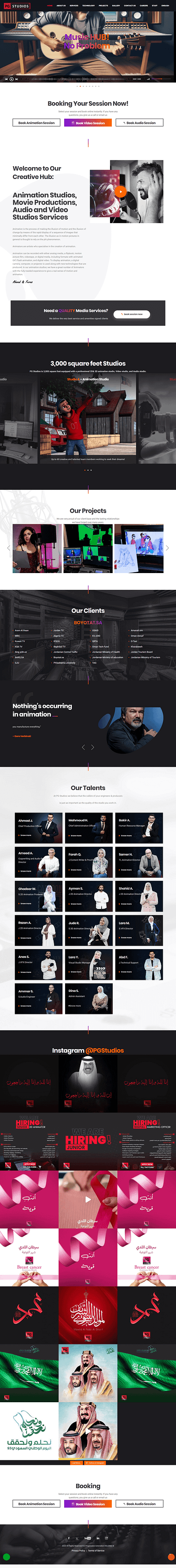 PG Studios - Dynamic Animation Studio Website design graphic design ui