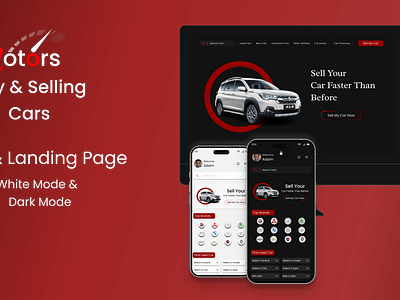 MOTORS Sell & Buy Car animation app application black mode branding buy car car cause study desgin figma landing page logo motor sell car ui ux white mode