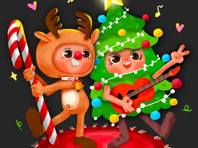 Let's sing a song art branding children illustration christmas design drawing graphic design illustration illustrator kids wallpaper xmas