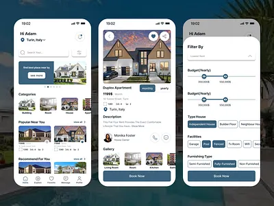 Rental house application app application design house rental ui ui design ux design