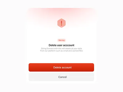 Delete account warning modal app branding design error graphic design illustration logo modal typography ui ux vector web
