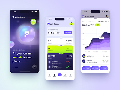 WalletSpace - Crypto Mobile App app design application design arounda bitcoin blockchain crypto crypto app crypto currency crypto design crypto website cryptocurrency design ios app design mobile mobile app mobile app design ui uiux ux wallet