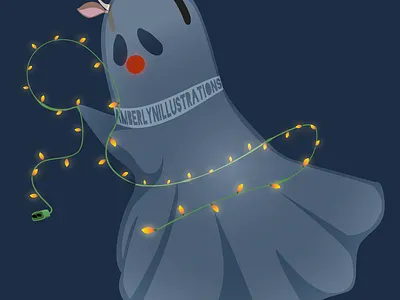 Holiday Ghost adobe antler christmas cute design ghost halloween holiday illustration silly vector