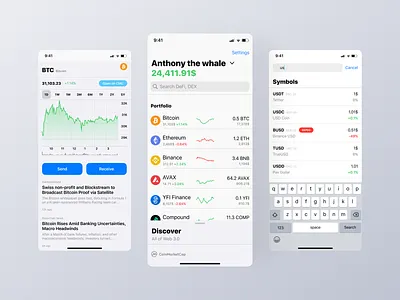 Apple IOS Minimalistic Mobile Crypto Wallet app apple bitcoin blockchain clean component crypto design ethereum fintech hig interface ios minimalistic mobile ui ux wallet