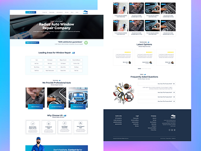 RadioZ Auto Window Repair Landing Page branding graphic design logo ui