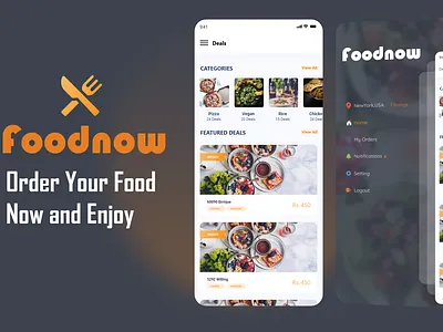 Food Now App UI Design adobe xd android app ui flutter food app ios splash ui