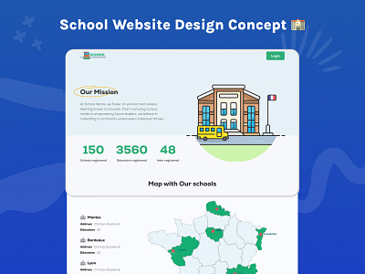 School Website Design Concept 🏫 branding bus character graphic graphicdesign green highschool illustrations inspiration interface landing page landingpage page school site student teacher ui ux webpage