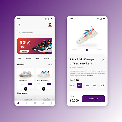 Sneaker Store Mobile App UI ecommerce figma mobileapp sneakers ui uidesign uiux ux uxdesign