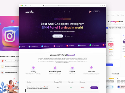 Instagram Service Website design graphan instagram service web ui user interface web ui website