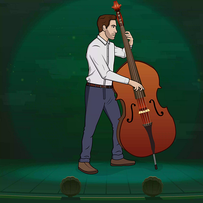Double Bass Guitar Playing 2D Animation 2d character 2d character animation animation branding design icon illustration logo motion graphics vector