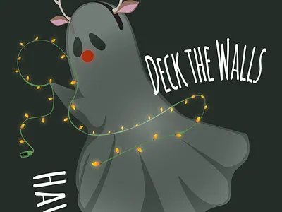 Alt Ghost antlers carols christmas cute design halloween haunt holiday illustration original vector