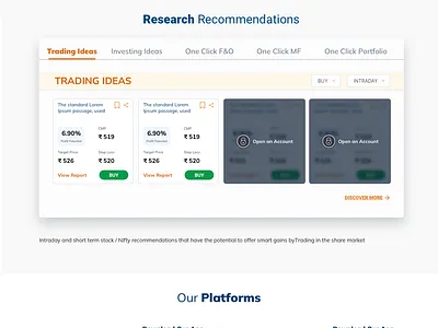 ICICI Direct Home Page F&O Customer home page landing page ui user interface design