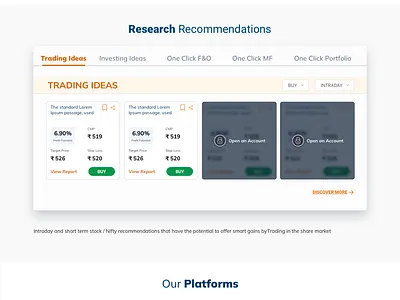 ICICI Direct Home Page Mutual Funds Customer home page landing page ui user interface design