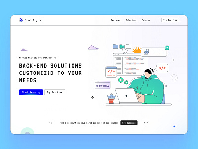 Pixel Digital - Online School clean clean design courses creative illustration online online school product product design services ui ux web web design