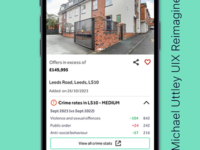 UIX Reimagined #3 - Rightmove with Crime Rates design product design rightmove ui ui design uixreimagined ux ux design uxsatire