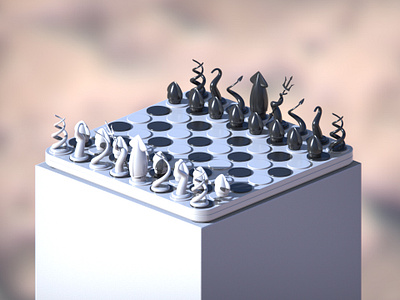 THE KRAKEN CHESS 3d 3d modeling 3d printing board game ceramic chess chess design design game game design identity industrial design kraken pieces product product design render squid