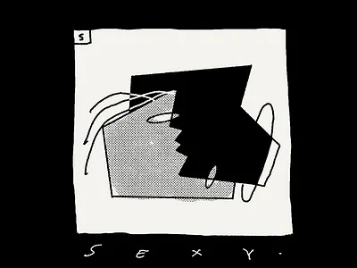 Sexy abstract black and white cartoon character halftone illustration kiss line art linework lofi love minimal minimalist negative space procreate romantic sexy shapes simple