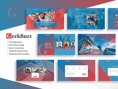 GeekBuzz- Consulting & Business HTML5 Template 3d animation branding business business consultancy business html tempalte business html website business idea business theme graphic design html template html5 logo online business grow template ui