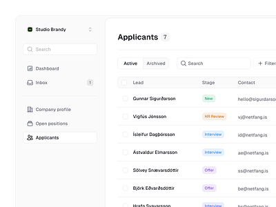 Recruitment platform (Exploration) applicants applications job platform jobs list menu product design recruitment table tags ui uiux ux