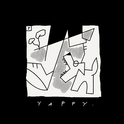 Yappy abstract annoying barking dog funny half tone illustration lineart lines linework minimal negative space runner running screentone simple sports yappy