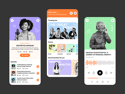Podcast App app audio figma illustration listen minimalism mobile music pastel podcast ui ux web design