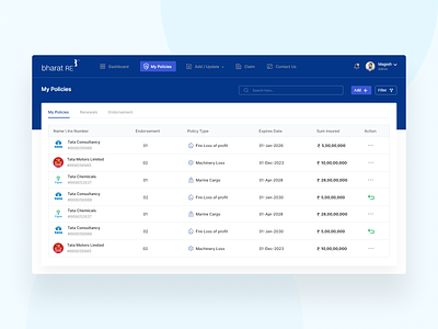 Insurance CRM Application asset management branding crm design graphic design insurance insurance crm application insurane application typography ui ui design ui table ux visual design