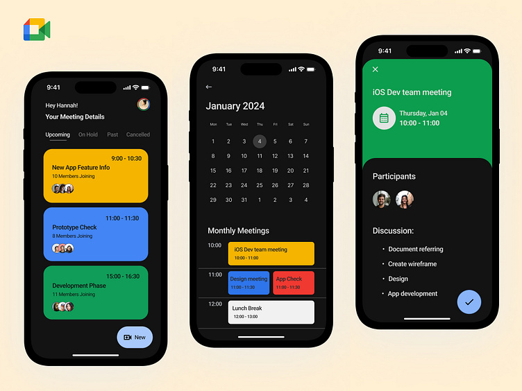 Google Meet App Redesign by Inês on Dribbble