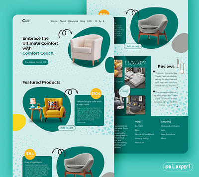 Furniture Website UI Design app branding design furniture graphic design landing page mobile app design product design prototype ui ui design uiux ux design website design wireframe